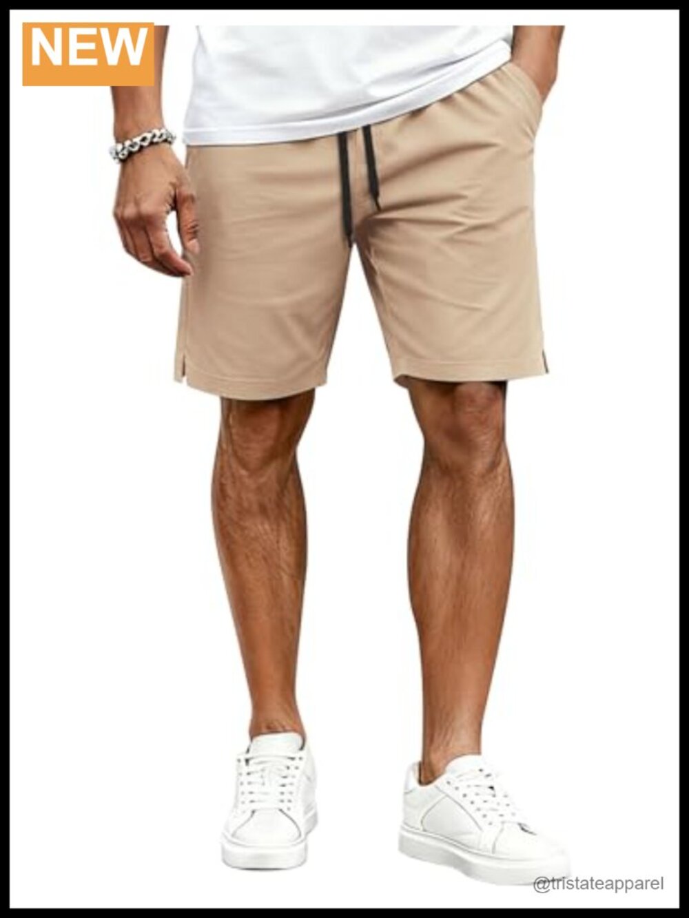 Cotton Drawstring Elastic Waist Lightweight 9" Chino Golf Shorts Summer Beach